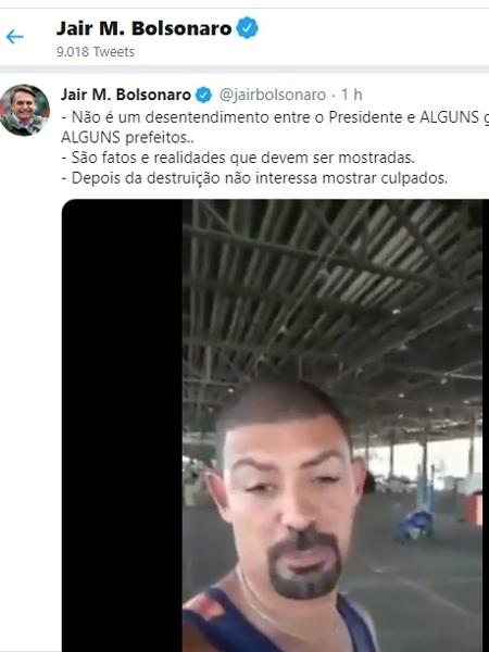Post apagado por Bolsonaro contia informações falsas sobre Ceasa de Belo Horizonte - Reprodução