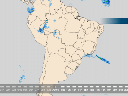 Mapa mostra deslocamento da chuva sobre o país nesta sexta-feira (4) - Reprodução/Climatempo