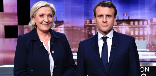 3.mai.2017 - Os candidatos Marine Le Pen e Emmanuel Macron disputam a Presidência da França - Eric Feferberg/ AFP