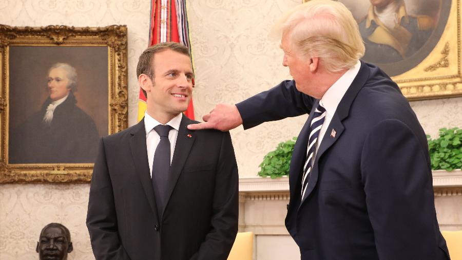 Emmanuel Macron e Donald Trump em encontro na Casa Branca - Ludovic Marin/AFP Photo