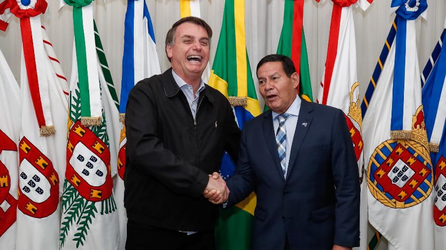 25.6.2019 - Bolsonaro em cerimônia de transmissão do cargo de presidente da República para o vice Hamilton Mourão (PRTB)  - Alan Santos/PR