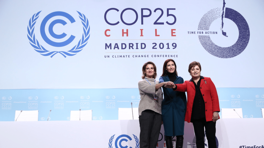 COP25 será liderado por três mulheres: a ministra espanhola Teresa Ribera, a presidente da conferência Carolina Schmidt e a chefe da ONU para o Clima, Patricia Espinosa - COP25