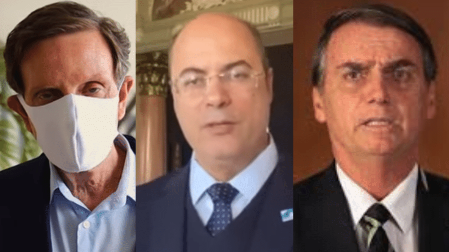 Prefeito Marcelo Crivella, governador Wilson Witzel e presidente Jair Bolsonaro - Reprodução de vídeo