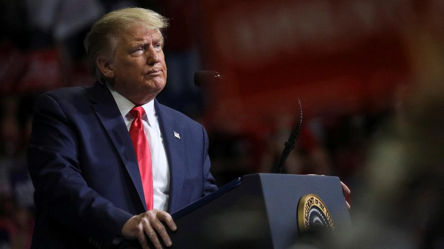 O presidente dos Estados Unidos, Donald Trump, durante comício de campanha em Tulsa, Oklahoma - Leah Millis/Reuters