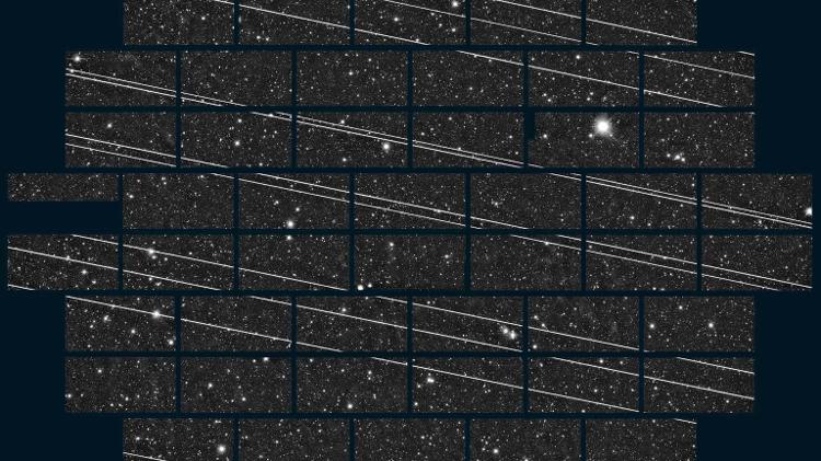 Satélites Starlink causaram 19 rastros de luz nesta imagem do Telescópio Víctor M. Blanco 4-meter, no Chile Satélites Starlink causaram 19 rastros de luz nesta imagem do Telescópio Víctor M. Blanco 4-meter, no Chile