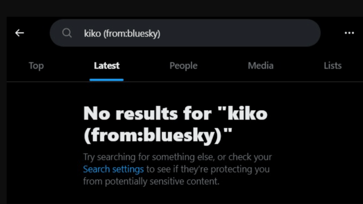 Não há registro no X de que o perfil do Blueksy tenha chamado Elon Musk de Kiko