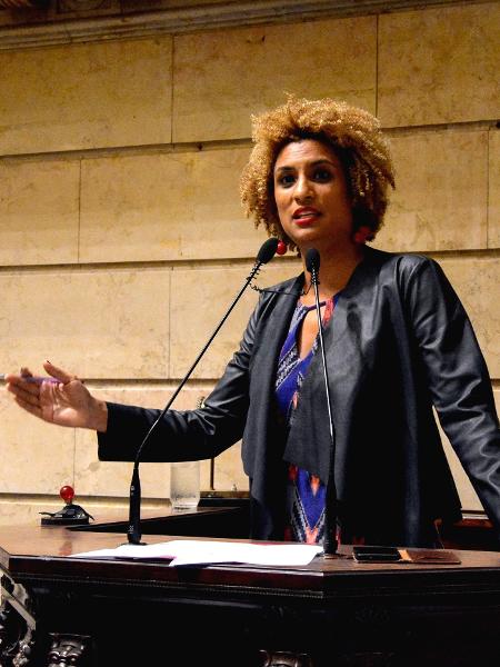 Marielle discursa na Câmara Municipal do Rio em 2018 - RENAN OLAZ/AFP