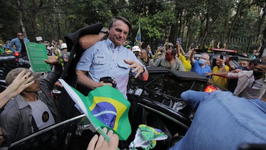 7.set.2021 - O presidente Jair Bolsonaro chega à Avenida Paulista para discursar a apoiadores - Andre Lucas/UOL