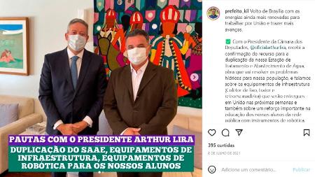 O prefeito de União, Areski Freitas (MDB), o Kil, registra encontro com Lira em suas redes sociais  - Reprodução/Instagram