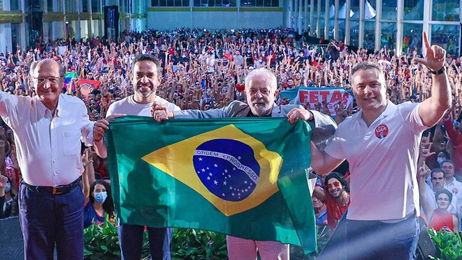Alckmin, governador Paulo Dantas, Lula e Renan Filho durante visita a Maceió em junho - Redproução/Twitter