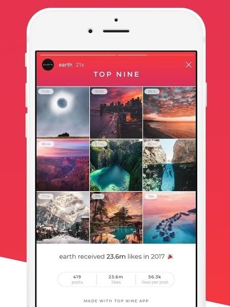 Aplicativo Top Nine acha seus nove posts mais bombados no Instagram e cria colagem com eles para você compartilhar - Divulgação/Top Nine