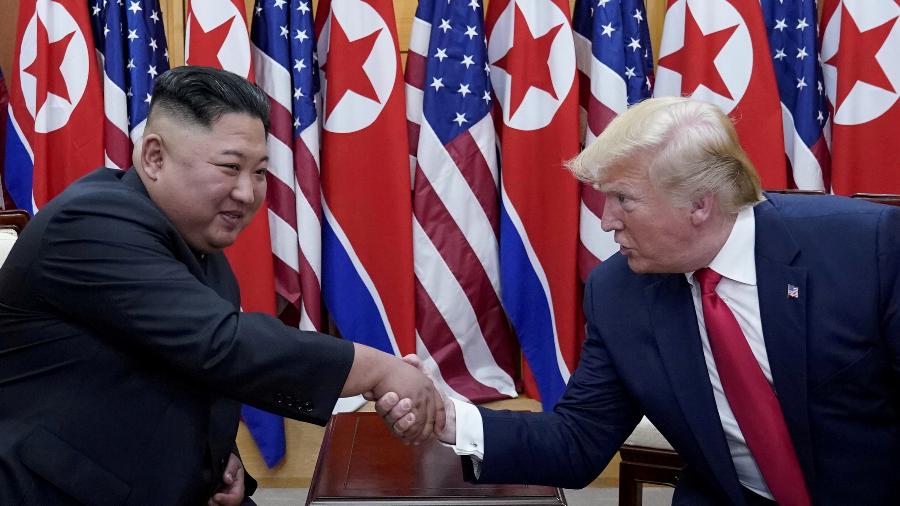 Presidente dos EUA, Donald Trump, e líder da Coreia do Norte, Kim Jong Un - Kevin Lamarque