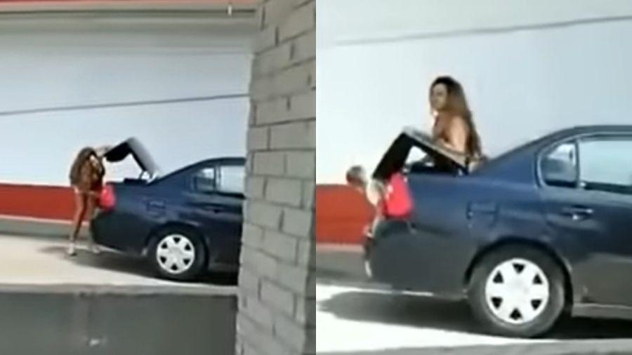 Mulher foi flagrada colocando uma criança no porta-malas do veículo - Reprodução/Youtube