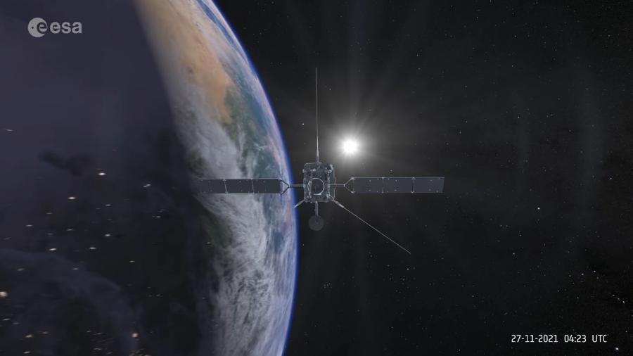 Agência Espacial Europeia publicou vídeo simulando o sobrevoo da sonda no próximo sábado (27) - Reprodução/ YouTube/ ESA