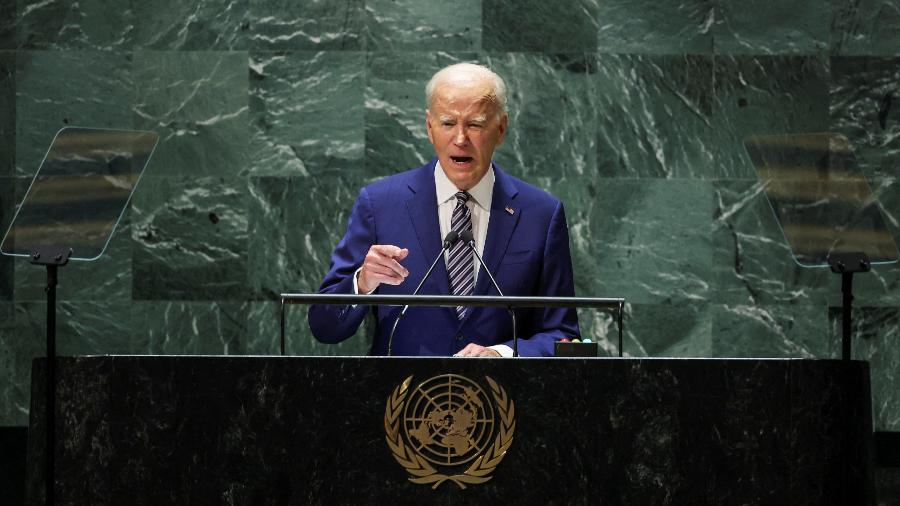 Joe Biden durante discurso na 78ª Assembleia da ONU