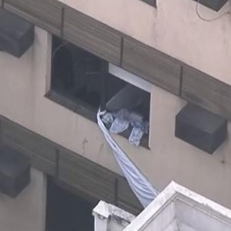 13.set.2019 - Acompanhante tentou usar corda para deixar o prédio do hospital - Reprodução/TV Globo
