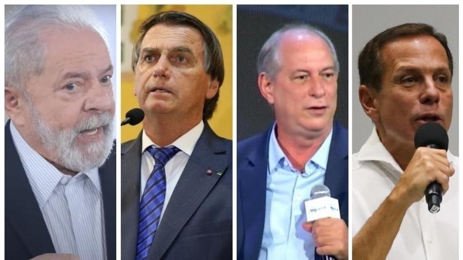 Da esquerda para a direita: Lula, Bolsonaro, Ciro e Doria - Reprodução, Cleber Clauber Caetano/PR, Divulgação/Governo de SP