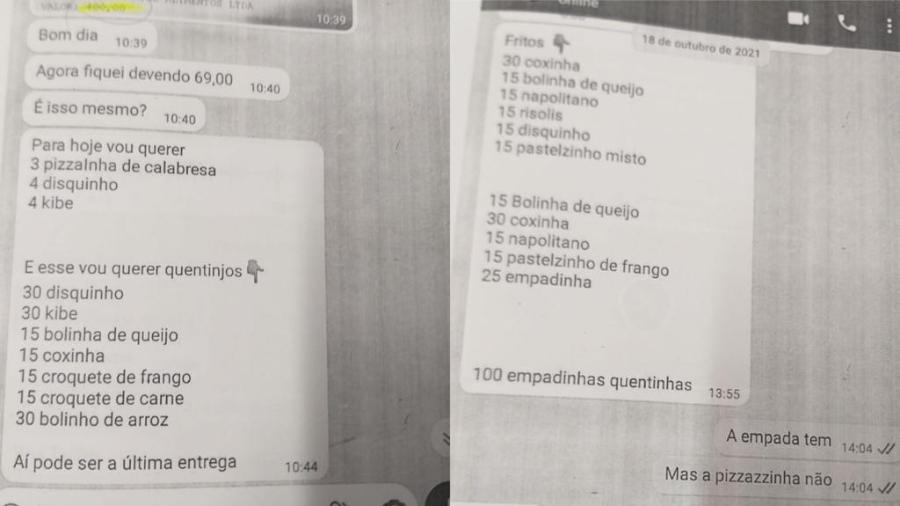 Imagens anexadas ao inquérito da Polícia Civil mostram pedidos feitos pela estelionatária à lanchonete - Polícia Civil de Goiás/Divulgação