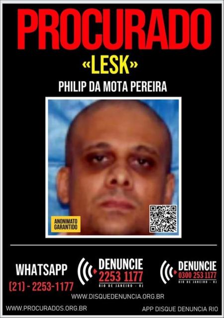 Philip Motta Pereira, vulgo Lesk, estava foragido da Justiça e foi encontrado morto em carro 