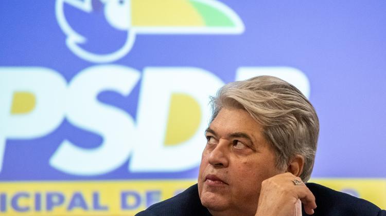 José Luiz Datena durante o lançamento de sua pré-candidatura pelo PSDB à prefeitura de São Paulo