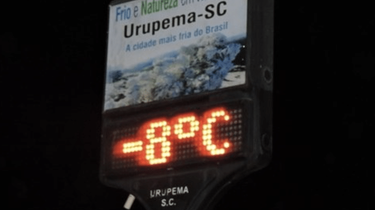 Termômetro marca -8ºC em Urupema (SC)