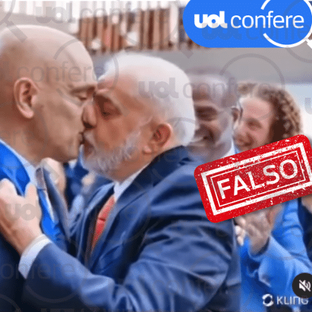 3.set.2024 - Vídeo que mostra Lula e Alexandre de Moraes se beijando foi criado por IA