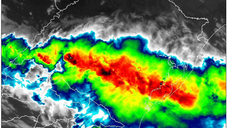 Imagem mostra precipitação estimada sobre Rio Grande do Sul