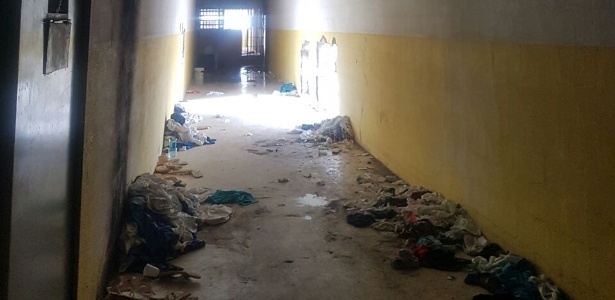27.jan.2017 - Imagem mostra como a Força Nacional Penitenciária encontrou o interior do Pavilhão 5 de Alcaçuz após retomar o controle do presídio - Divulgação/Sindicato dos Agentes Penitenciários