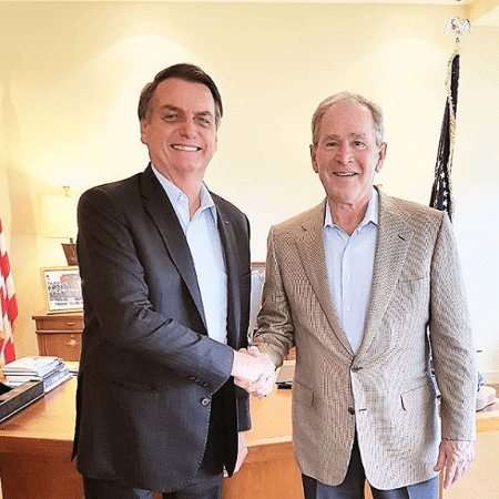 O presidente Jair Bolsonaro e o ex-presidente dos EUA George W. Bush - Reprodução