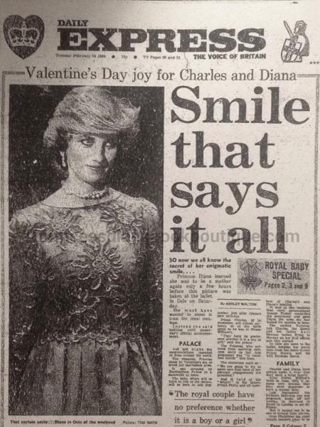15.02.2021 -- Capa de jornal inglês com anúncio da segunda gravidez da Princesa Diana - Reprodução