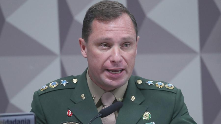 Tenente-coronel Mauro Cid, ex-ajudante de ordens de Jair Bolsonaro, em depoimento na CPMI do 8 de Janeiro