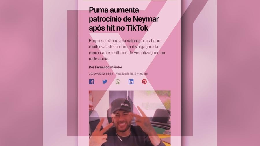 Puma não aumentou patrocínio a Neymar Jr. após hit no TikTok - Projeto Comprova