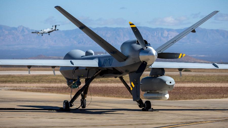 Um drone MQ-9 Reaper, do mesmo tipo daquele derrubado hoje - 4.nov.2022 - John Moore/Getty Images/AFP