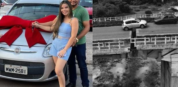 Carro está há quase um mês preso a fenda de ponte que desabou no MA