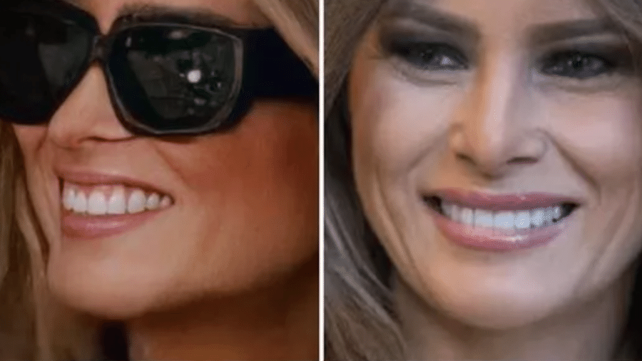 Comparação entre fotos de Melania Trump levanta questão: seria uma dublê na primeira imagem? - Reprodução/Twitter