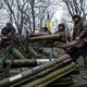 19.Apr.22 - Ukrainian army sits atop an armored combat vehicle at unknown location in eastern Ukraine as Russia's offensive on Ukraine continues - UKRAINE LAND FORCES/REUTERS