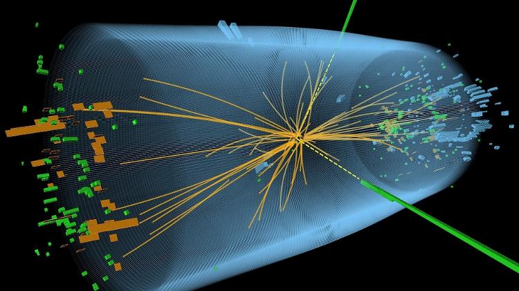 Os resíduos do choque de partículas feito no Grande Colisor mostaram rastros que coincidem com as características do bóson de Higgs - Divulgação/CERN - Divulgação/CERN