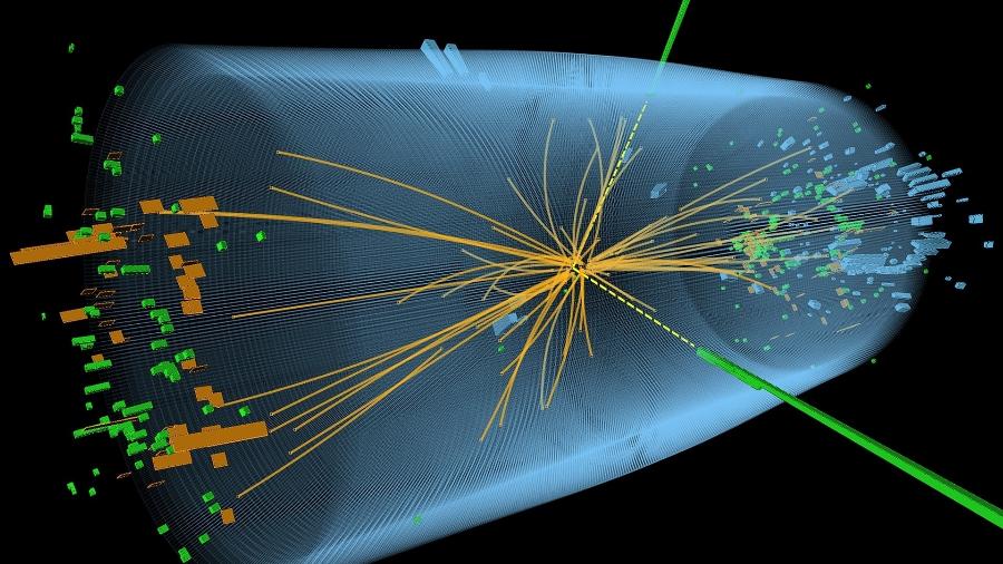 Os resíduos do choque de partículas feito no Grande Colisor mostaram rastros que coincidem com as características do bóson de Higgs - Divulgação/CERN
