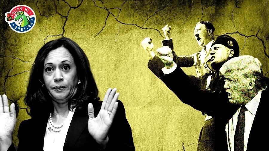 Kamala tenta associar Trump ao fascismo