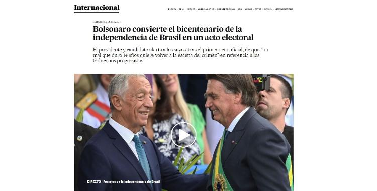 El País' report on the September 7 commemoration of Bolsonaro - Reproduction - Reproduction