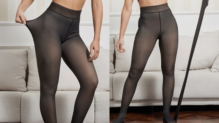 Meia-calça térmica é forrada com tecido quentinho Meia-calça térmica é forrada com tecido quentinho