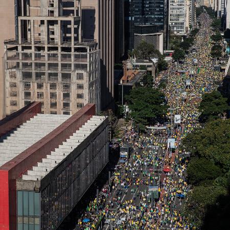 26.mai.2019 - Manifestantes ocupam avenida Paulista em ato a favor do governo Bolsonaro - Eduardo Anizelli/ Folhapress