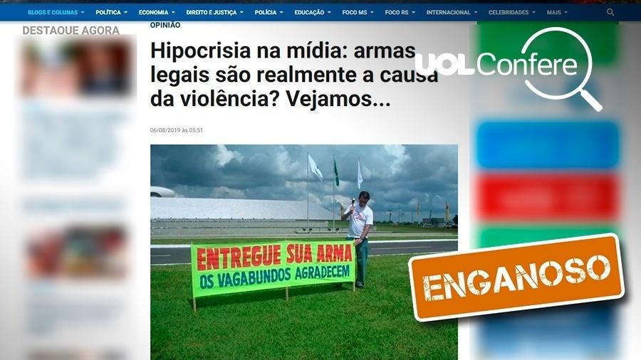 14.ago.2019 - Artigo enganoso associa mais armas a menos violência - Arte/UOL