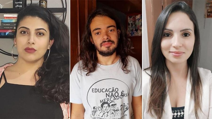 Leticia Andare (à esq.), Guilherme Cechet e Daiane Gonçalves: de volta à casa dos pais - Montagem/UOL