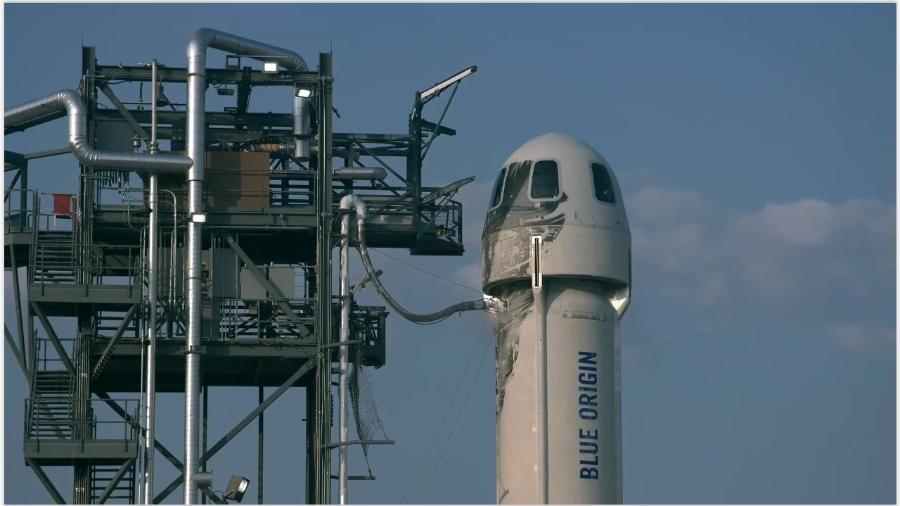Foguete New Shepard, da Blue Origin, fundada por Jeff Bezos - Reprodução