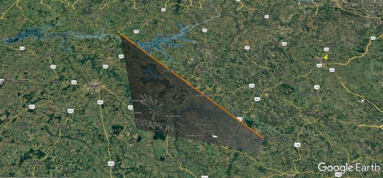 Trajetória do meteoro pela atmosfera - Divulgação/Bramon - Divulgação/Bramon