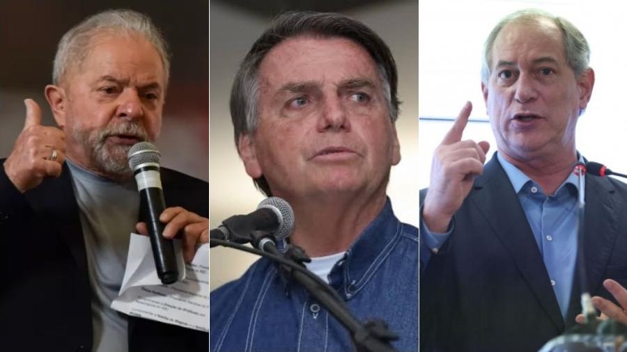 Os presidenciáveis Lula (PT), Jair Bolsonaro (PL) e Ciro Gomes (PDT) - Divulgação e Agência Brasil
