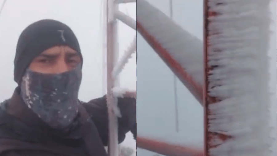 Guia filmou cenário congelado no Pico do Caratuva (PR) - Reprodução/Instagram