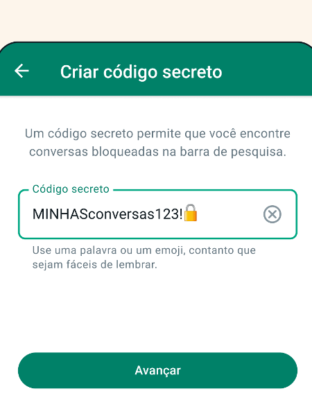 Código secreto do WhatsApp