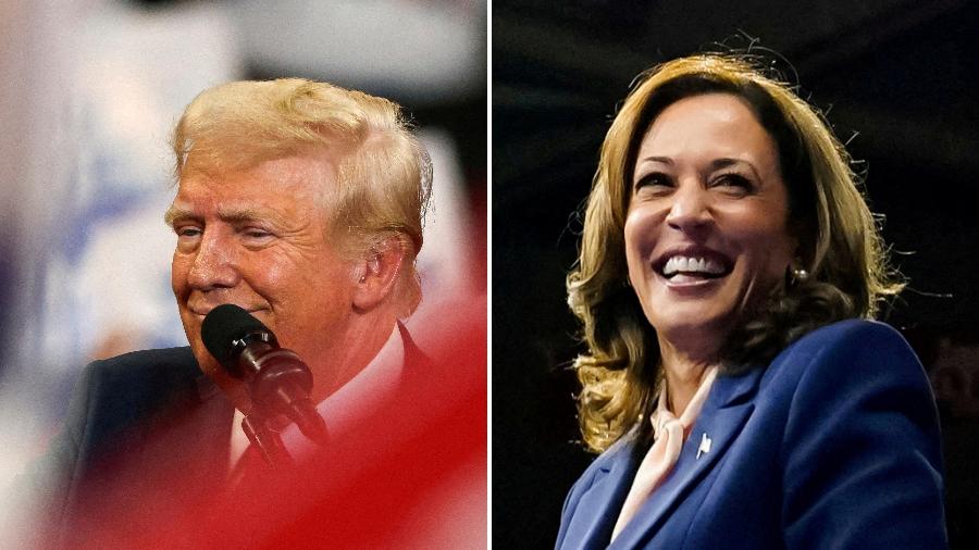 Republicano Donald Trump e democrata Kamala Harris são candidatos à presidência dos EUA em 2024